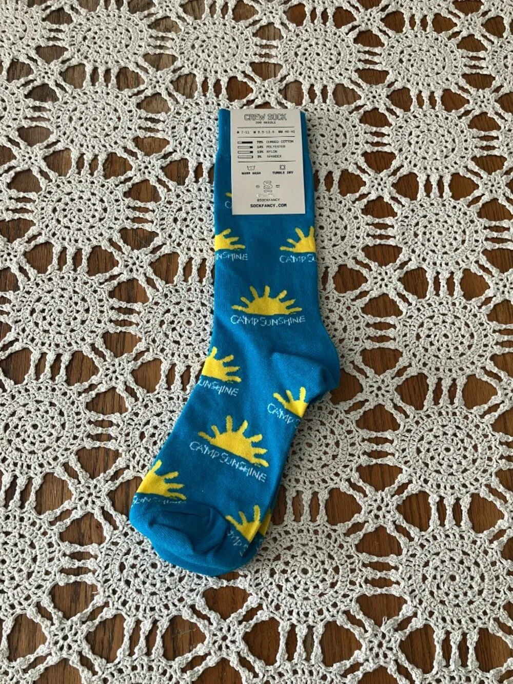 New Adult Sz. M/L Sock Fancy Camp Sunshine Crew Socks
